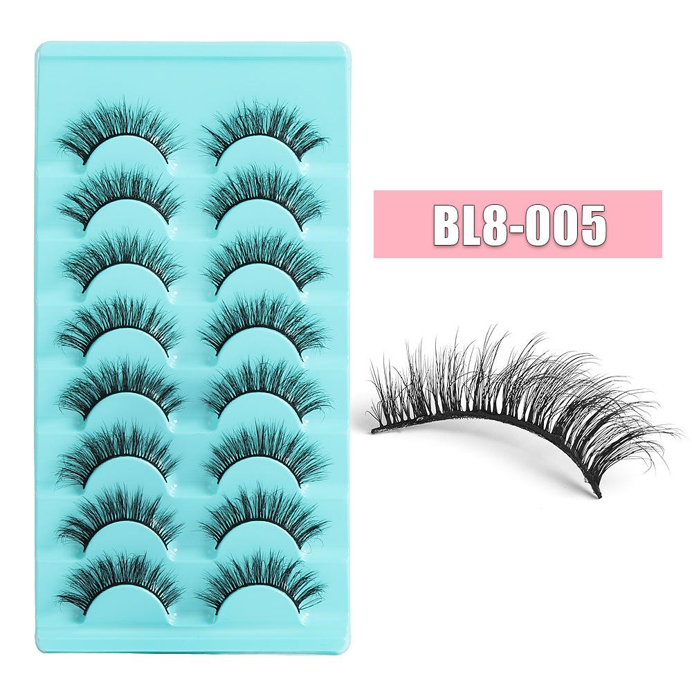 8 Pairs Of Daily Makeup False Eyelashes, Naturally Thick, Cross-Curled Eyelashes