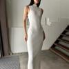 Elegant Sleeveless Knit Midi Dress with High Neck – Spring/Summer Collection
