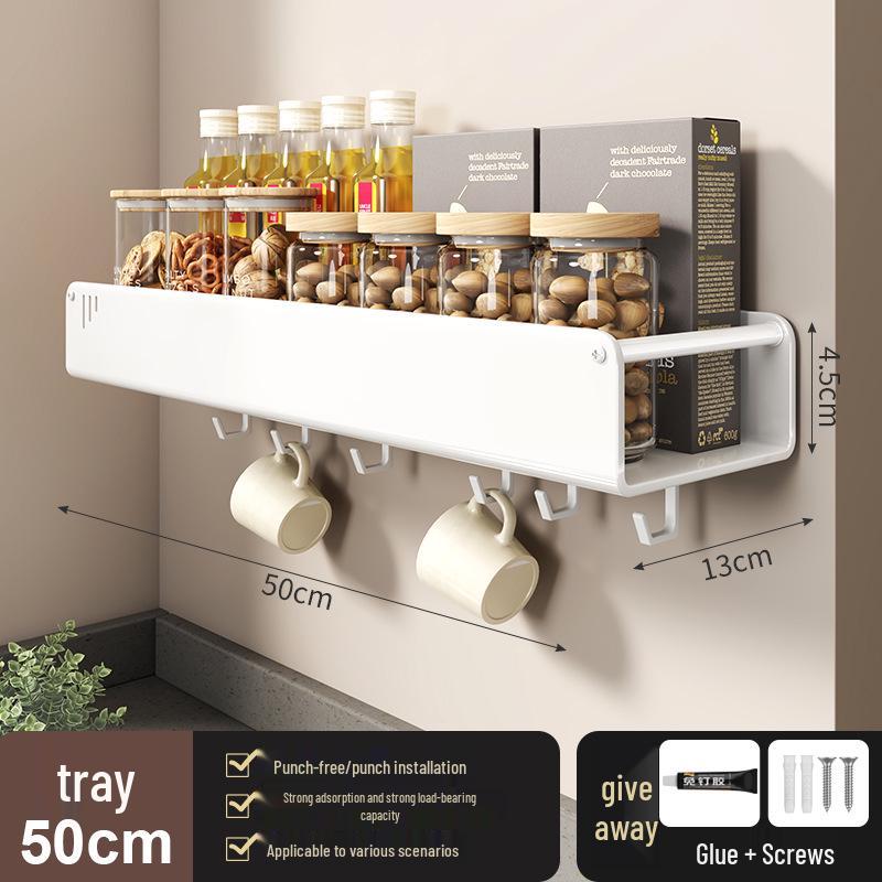No-Drill Wall-Mounted Kitchen Storage Rack: Multifunctional Holder for Knives, Chopsticks, Pot Lids, and Seasoning Condiments
