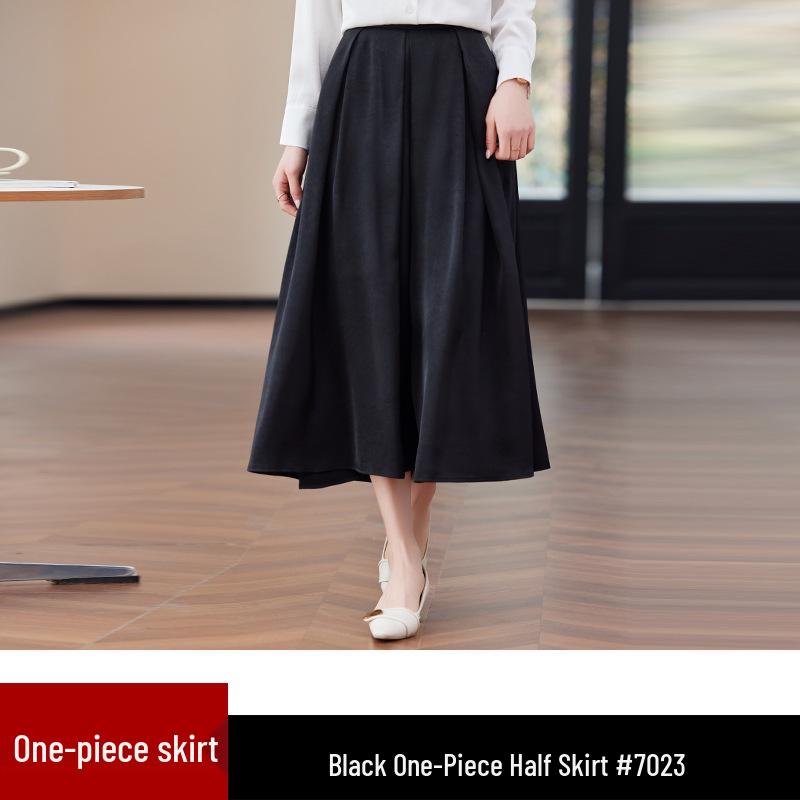 

Женский профессиональный комплект: белая рубашка и черная миди-юбка А-силуэта для лета XXXL