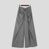 INCERUN Men Zipper Waist Long Pants Casual Twisted Wide Leg Trousers