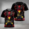 Deadpool Fashion 3D Printed T-shirt Paired with Cool Battle Print, Summer Round Neck Short Sleeved Loose and Eye-catching