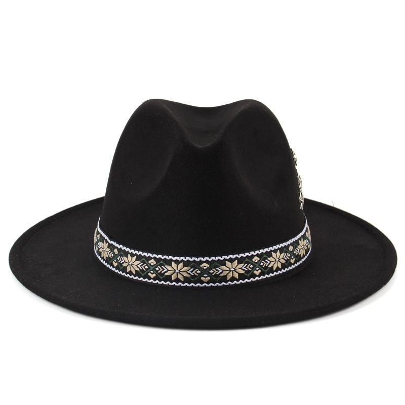 Autumn and winter new products, European and American ethnic style jazz hat, gentleman's black top hat, imitation felt hat, men's and women's hats