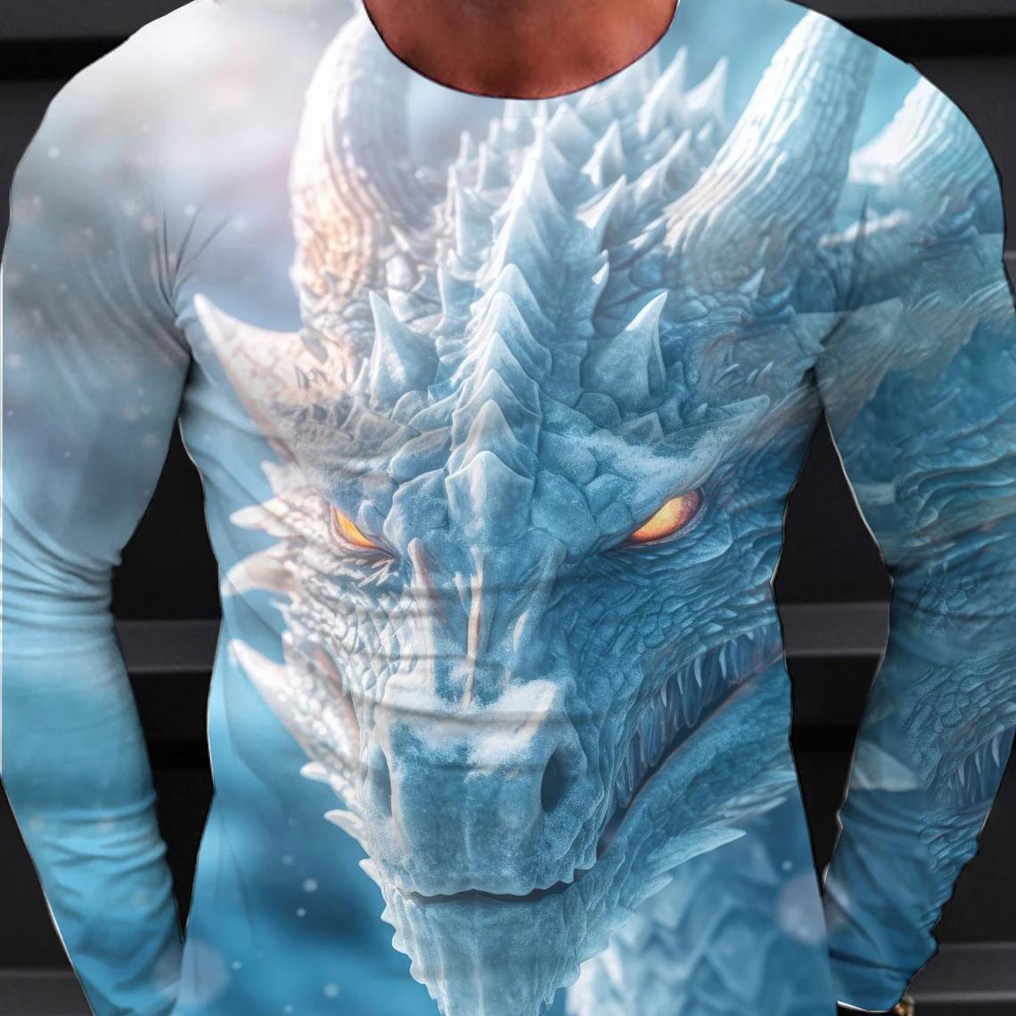 

Мужские футболки с длинным рукавом, длинная футболка с 3d принтом для мужчин, уличный пуловер с круглым вырезом, футболка большого размера, мужская одежда с принтом дракона 6XL