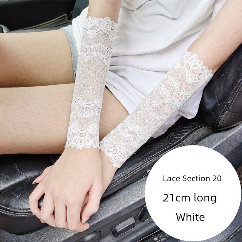 

Summer Thin Lace Wristband Female Scar Covering Tattoo Sun Protection Oversleeve Wristband Elbow Arm Arm Wedding Accessories Lace 20 long 21cm S