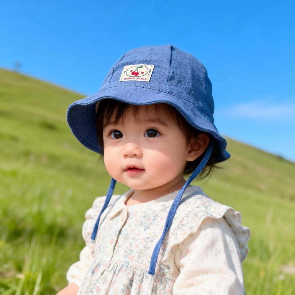 Solid Color Baby Sun Hat Soft Cotton-Linen Bucket Hat Cute Fisherman Cap Summer