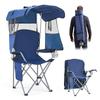 VEVOR Camping Chair with Canopy Shade, Folding Beach Chair with Canopy & Magazine Pocket, 2 Cup Holders, 150 Kg Heavy Duty Support