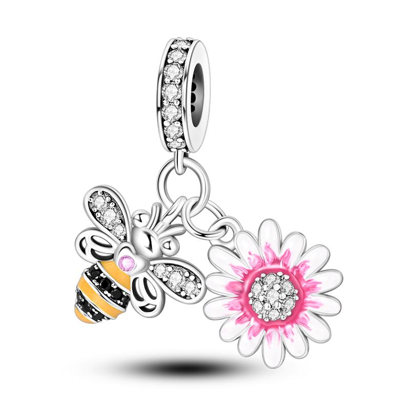 Flowers Series S925 Sterling Silver Sunflowers Tulip Carnation Charms Fit Original  Bracelet  For Women Jewelry Making