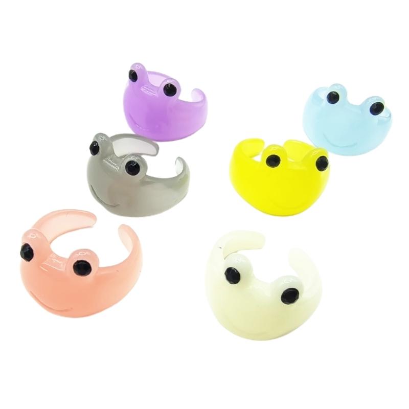 2023 Cartoon Simple Frog Rings Women Fashion Sweet Five Color Fashion Open Rings Wedding Finger Accessories Jewelry