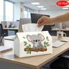 1pc 2D Flat Tissue Box | Cute Pastel Illustration Koala Botanical Branch Print, Durable Polyester Fabric, Space Saving Napkin Holder Organizer For Hom