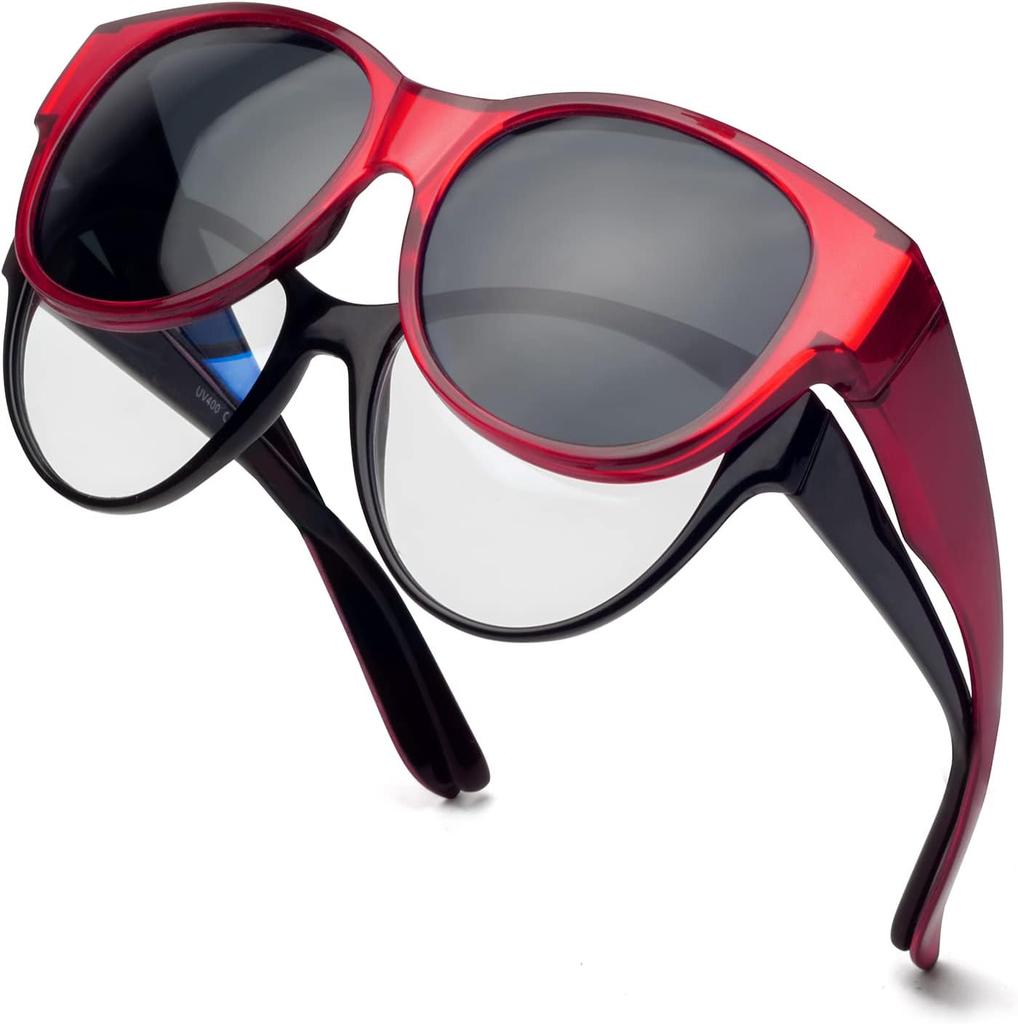 Occhiali da Sole Polarizzati Sovrapponibili Montatura in TR90 per Uomo Donna Da Mettere Sopra Occhiali da Sole Leggeri Sovradimensionati Quadrati Occhiali UV400