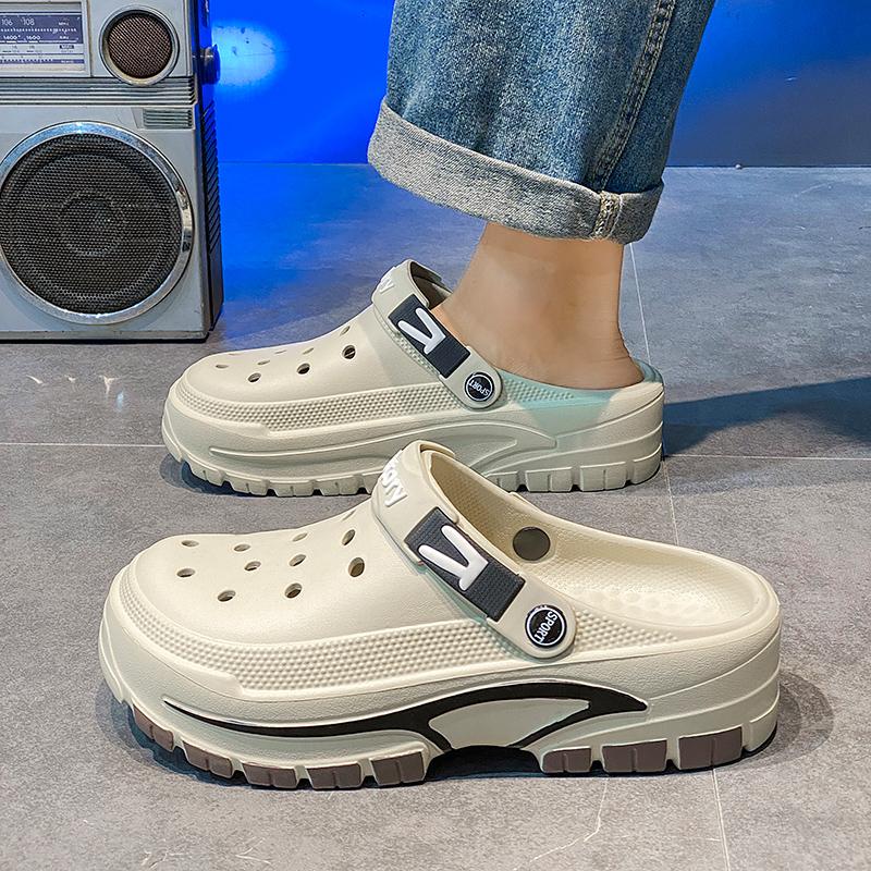 Pantofi de peșteră pentru bărbați, Tendință de modă de vară, Versatili, Sandale cu talpă groasă, Antiderapante pentru ținută casual, Pantofi cu găuri respirabili și confortabili