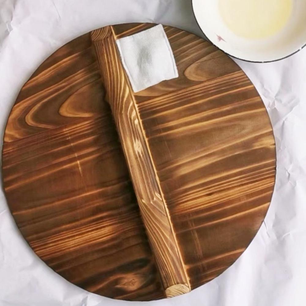 22-34cm Holztopfdeckel Verbrühschutz Kochgeschirrteile Eisen Wok Pfanne Deckel Küchenzubehör