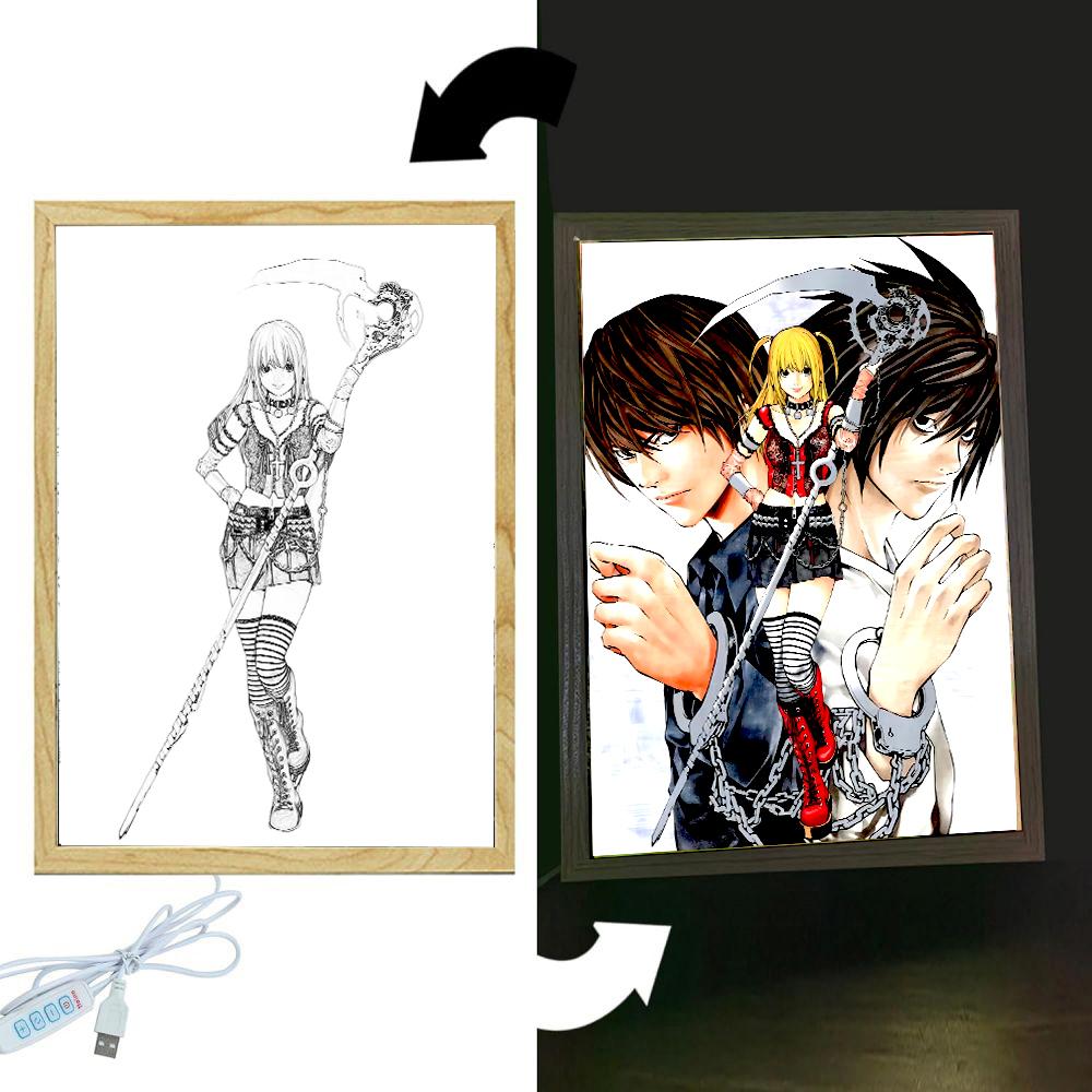 

Anime Figure Death Note Light Painting Photo Frame Night Light L Killer Action Figures Room Decor Xmas Gifts Children Moon Lamp USB