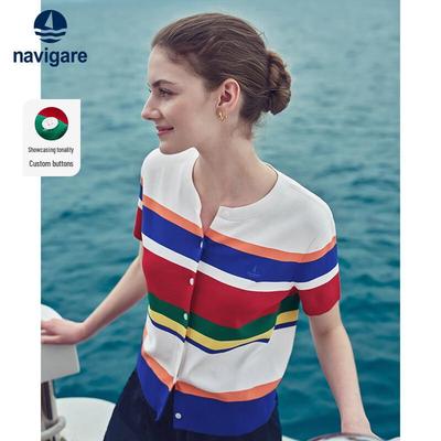 Women's Color-Block Stripe Knit Cardigan