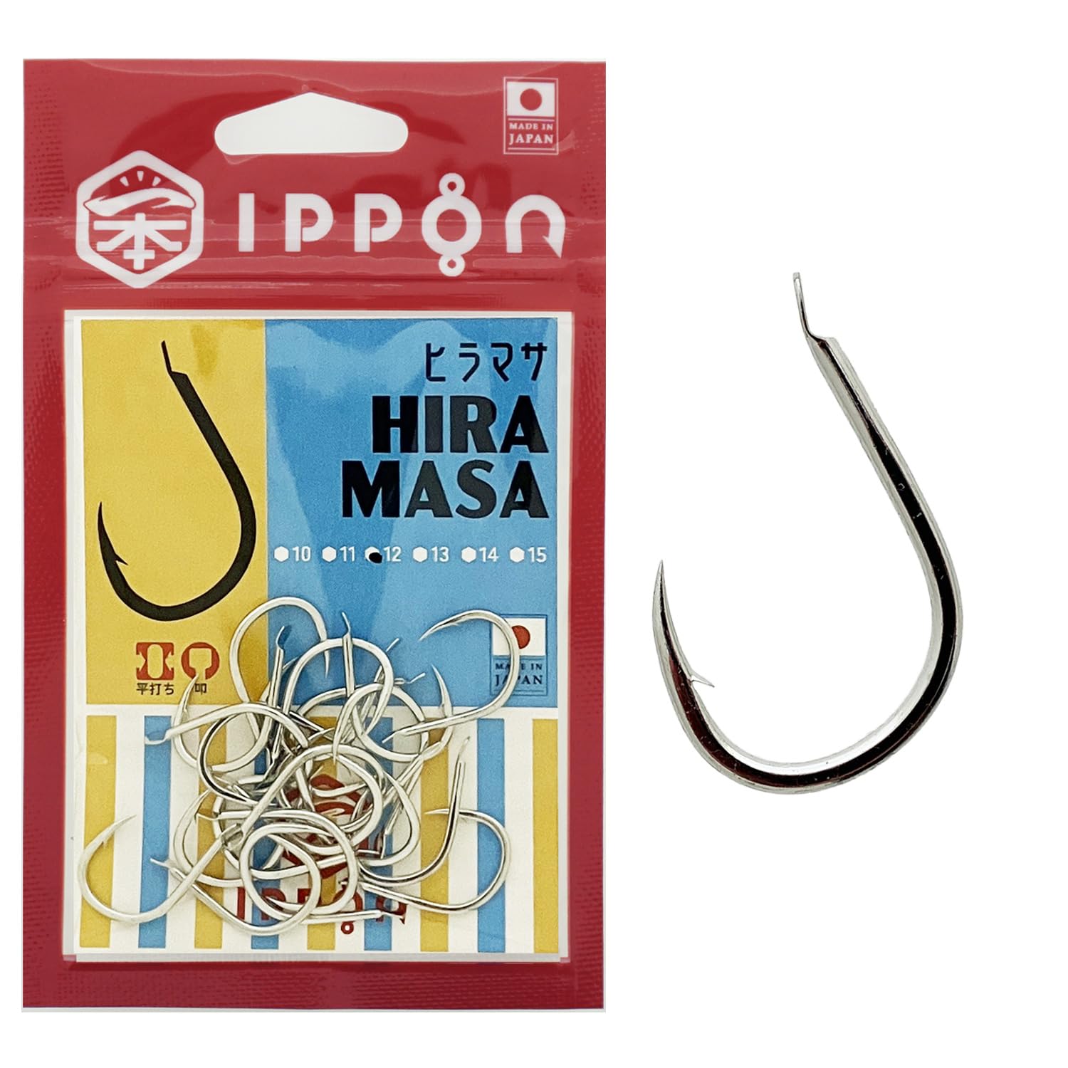 

IPPON (1 Hook) Yellowtail Sabinas Coat Fishing Hooks, Made in Japan, Value Pack (12 Hooks 22 Hooks)