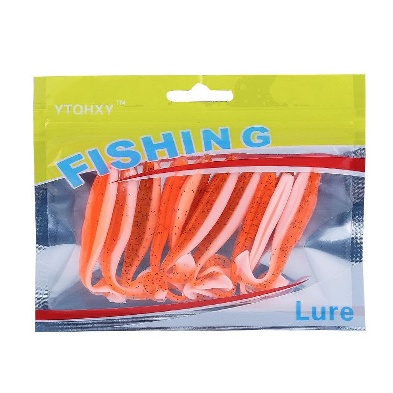 10 sztuk/paczka Przynęta wędkarska 5,5 cm/1,6 g Dwukolorowa przynęta w kształcie litery T Miękka przynęta Akcesoria do przynęt wędkarskich