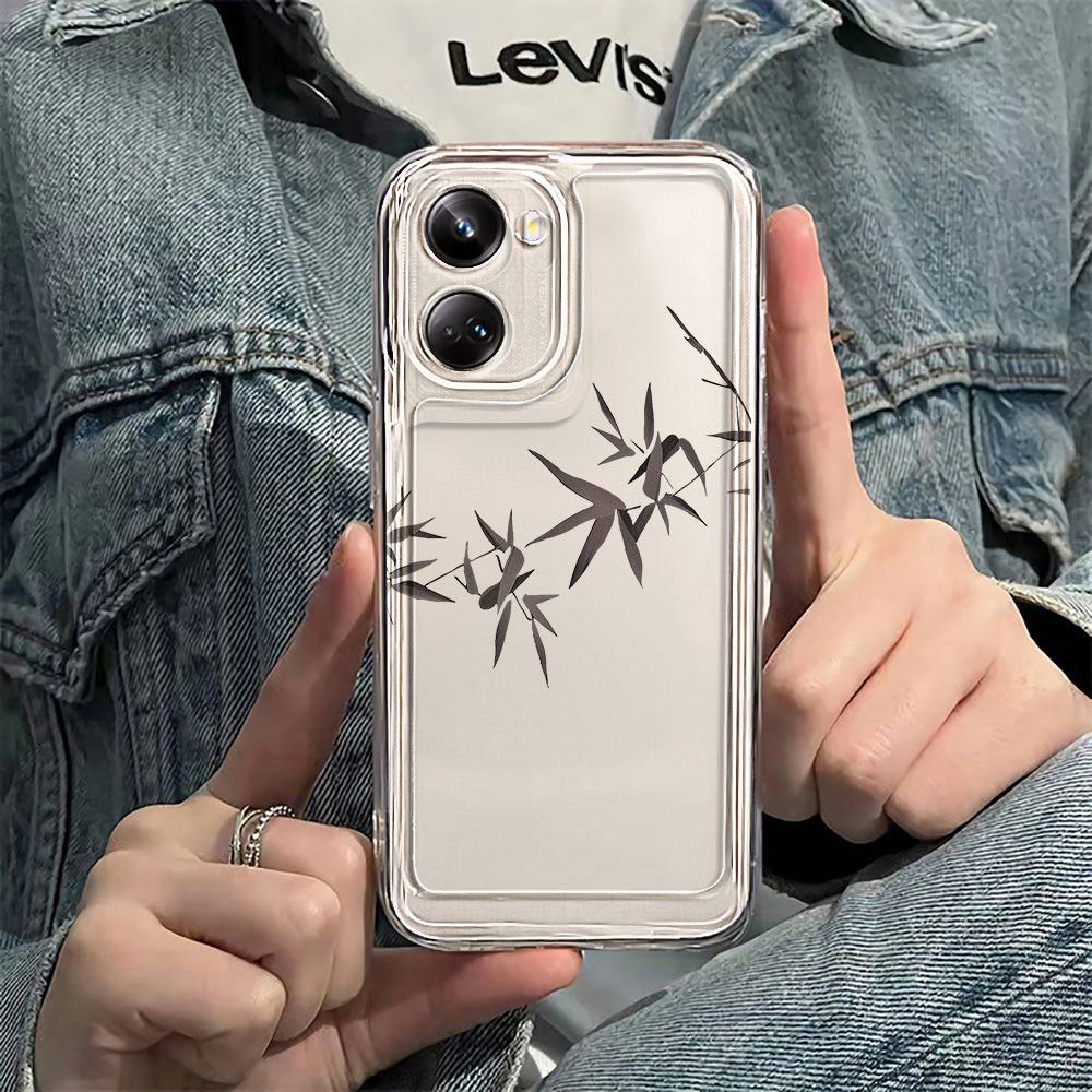 

Чехол для телефона Realme 10 Pro/9 с китайскими чернилами и листьями бамбука — бесплатная доставка