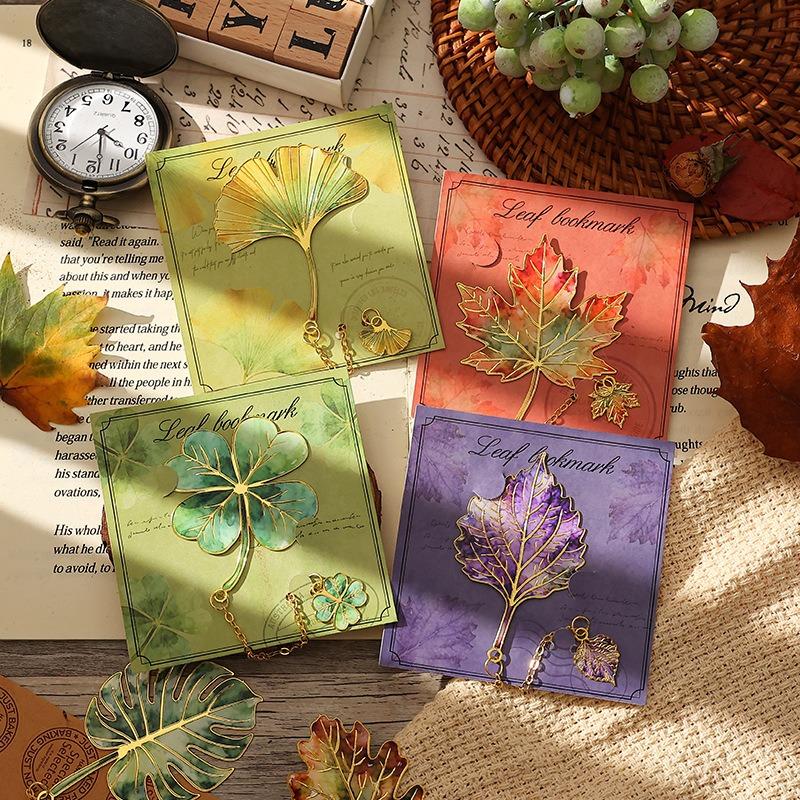 Leaf Shape Metal Bookmark Retro Elegant Vintage Book Clip Chinese Style Classical High Appearance Cultural Creative Souvenir