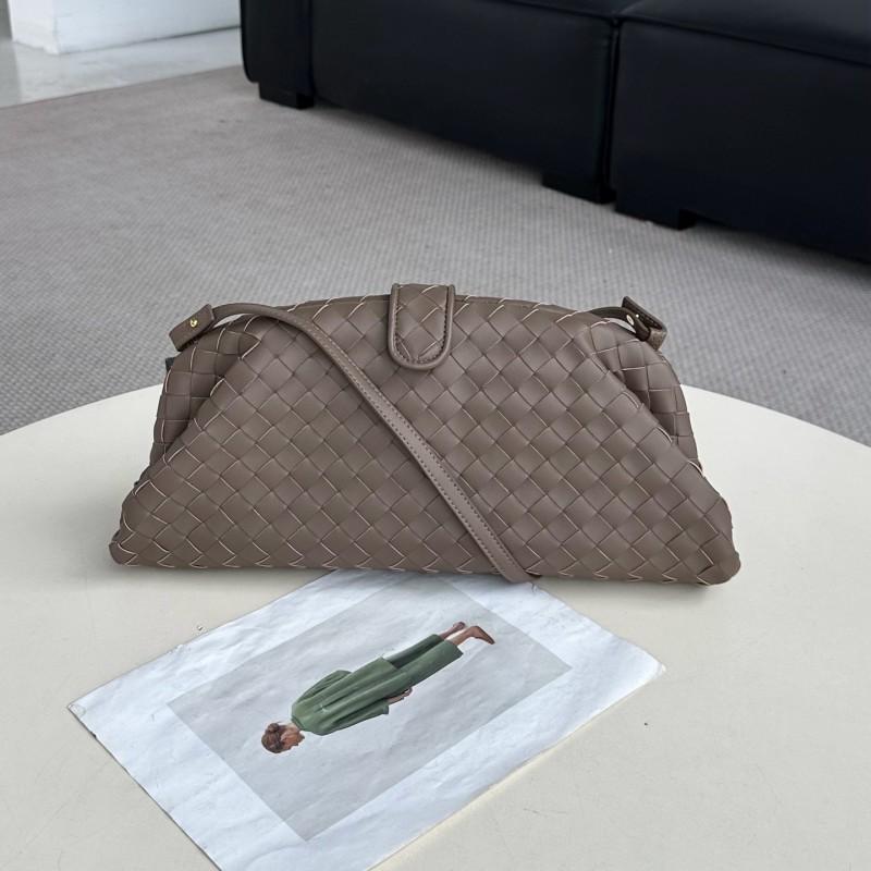 Womens Genuine Leather Cloud Shell Bag Large Capacity Woven Shoulder Clutch Evening