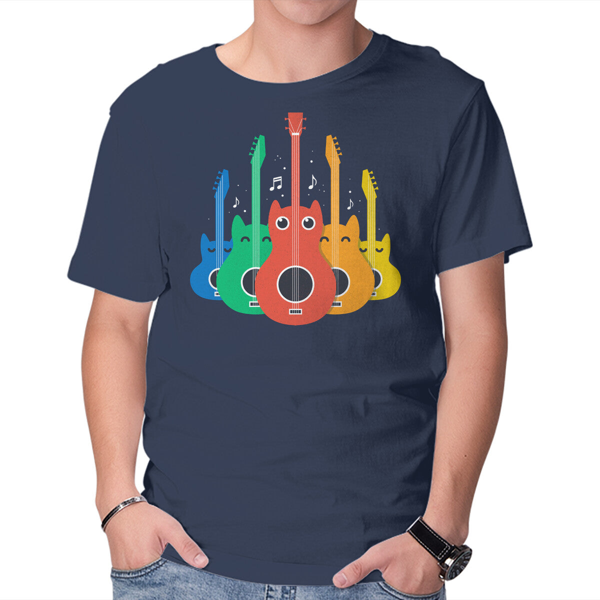 Unisex Crew Neck T-Shirt Feline Symphony Graphic Short Sleeve Casual Tee XL