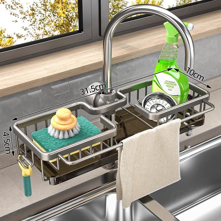 Multifunctional Kitchen Sink Organizer: Dishwashing & Vegetable Washing Basket with Storage Rack