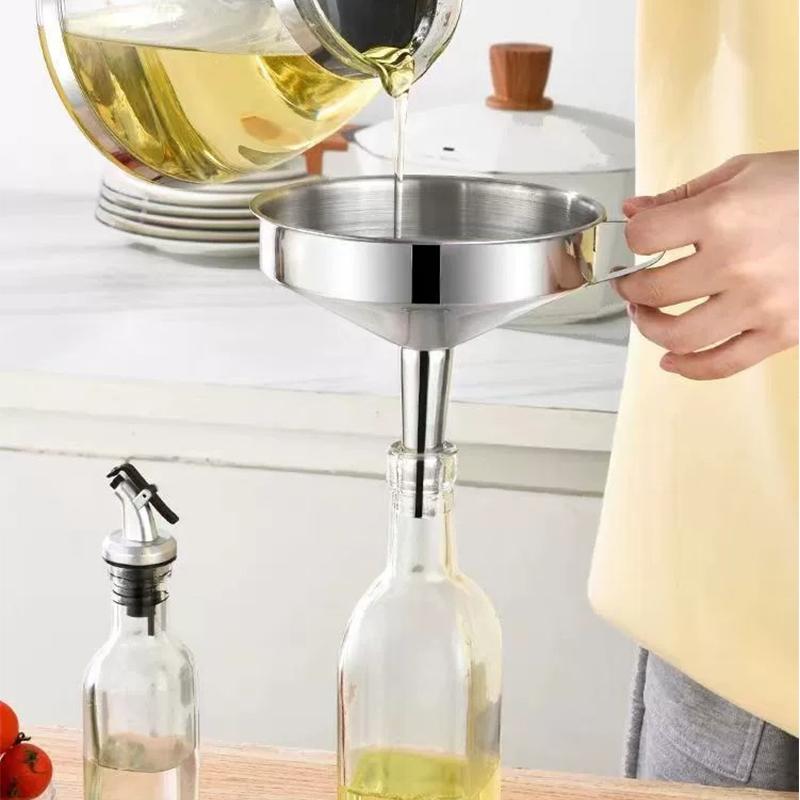304 Stainless Steel Funnel Filter Set Rust Resistant Food Grade Wide Mouth for Kitchen Canning Liquid Transfer Home Baking Use