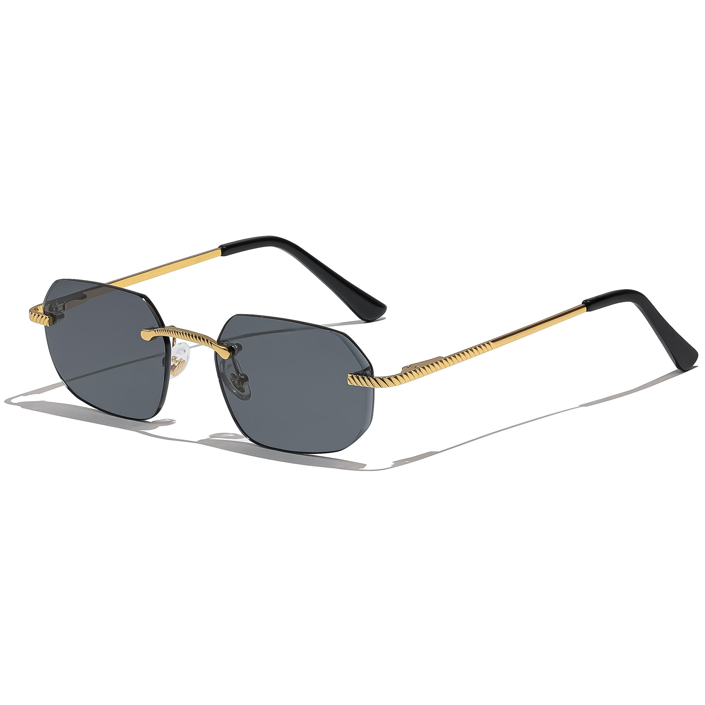 HBK Unisex Rimless Sunglasses Frameless Sunglasses Gradient Lens UV400 Men Women Travel Fashion Luxury Gold Blue 2015