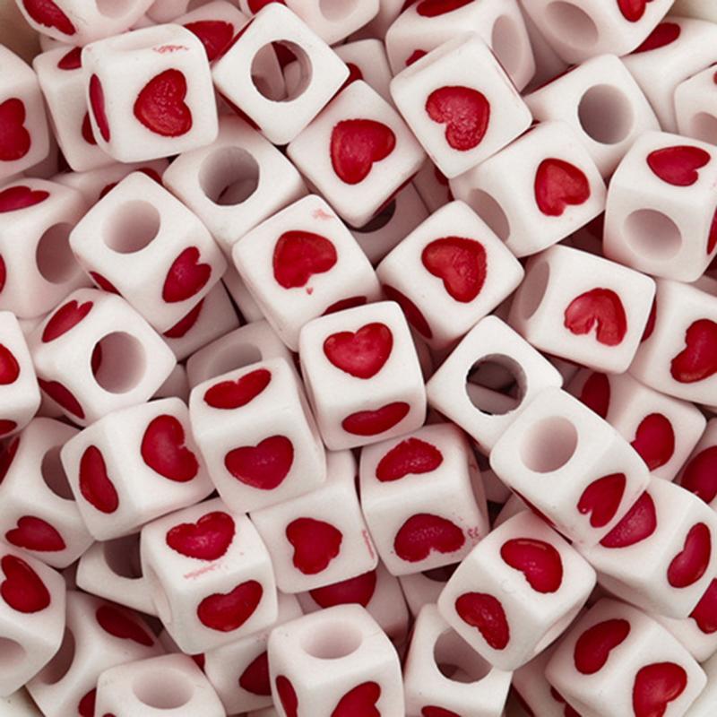 100Pcs/Lot Trendy Acrylic Square Alphabet Beads Large Hole Letter Loose Spacer Bead Jewelry Handmade Bracelet Making Supplies