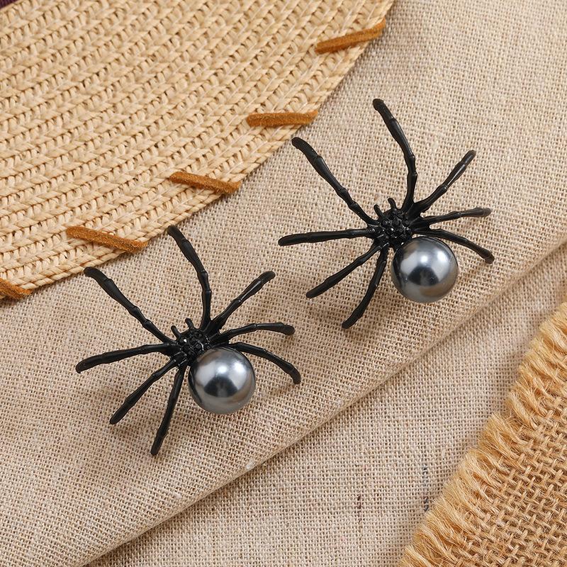

Women Spider Earrings Ear Studs Punk Party Funny Pearl Cosplay Piercing Fashion Accessories