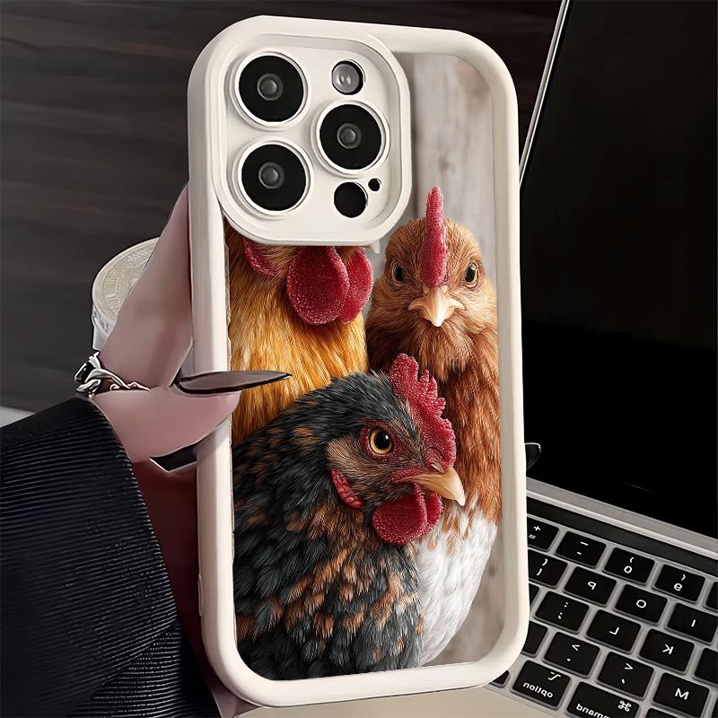 Phone Case for iPhone 17 Air 16E 15 16 Pro Max Chicken Hen Rooster Cover 14 Plus 13 12 Mini Soft Shell Silicone Fundas