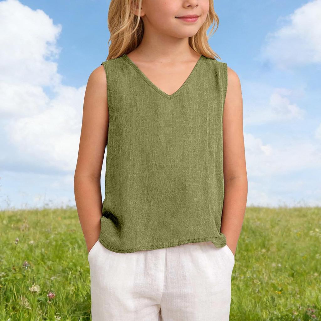 Lockeres T-Shirt für Kinder: Lässiges ärmelloses Mädchen-Tanktop