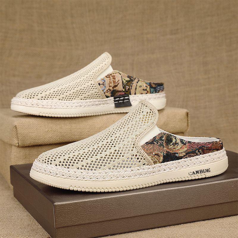 One-pedal casual shoes 2025 summer new men's shoes trend breathable mesh lazy cool slippers men's shoes