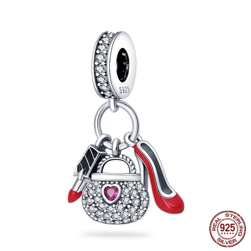 100% Copper High Heels Lipstick Lifestyle Collection Charm Beads For Brand Original Bracelet Diy Jewelry