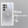 Line Art Love Heart Electroplated Silver Phone Case For Samsung S24 S21 20 Ultra S22 FE S23 Plus S25 S26 Note 10 20 Glass Cover
