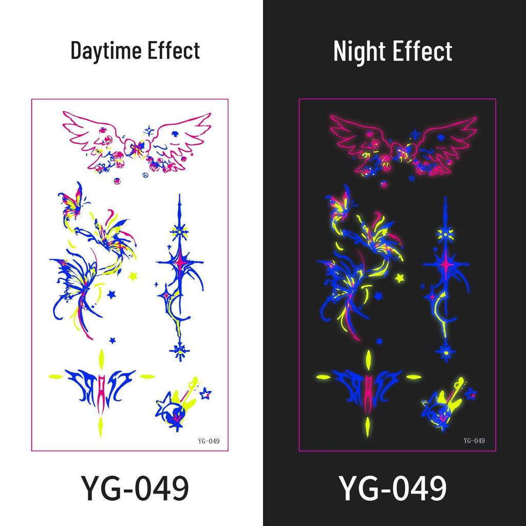 Neon Glow Music Festival Tattoo Stickers: Bright Fluorescent Designs for Concerts and Parties