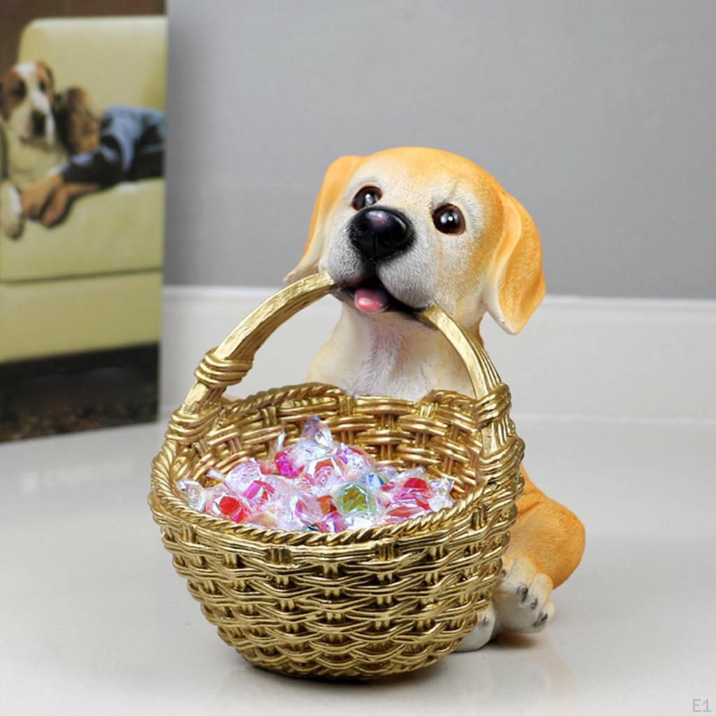 Cre Figurines Dog Storage Statue, Resin Entrance Animal Figurine Container for Entryway Tabletop, ,