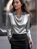 2025 Women's Long Sleeve Cowl Neck Print Shirt