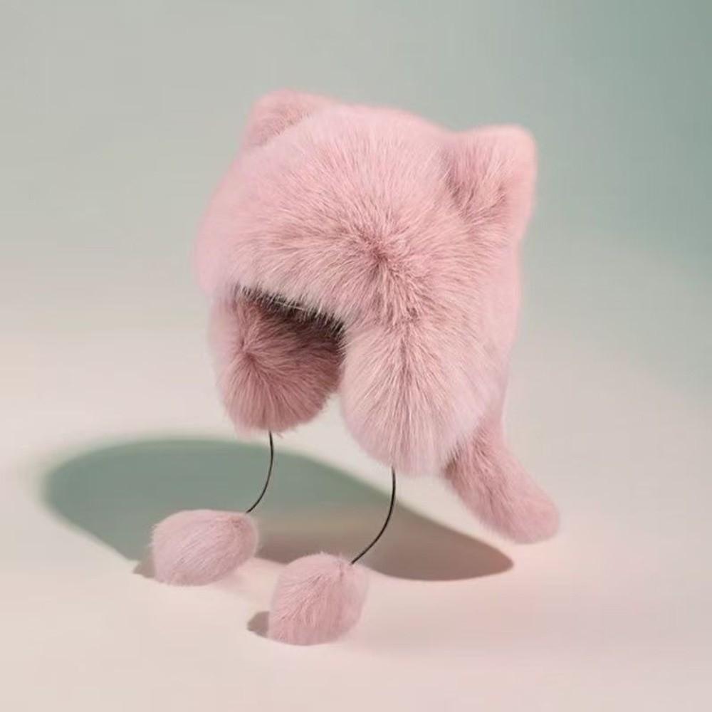 Windproof Raccoon Hat Thickened Winter Hat Cute Faux Fur Beanie Winter Autumn