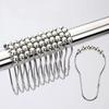 12pcs 304 Stainless Steel Shower Curtain Hooks Five Beads Gourd Sliver Shower Rod Hooks Rust-proof Heavy-Duty Drapery Clips