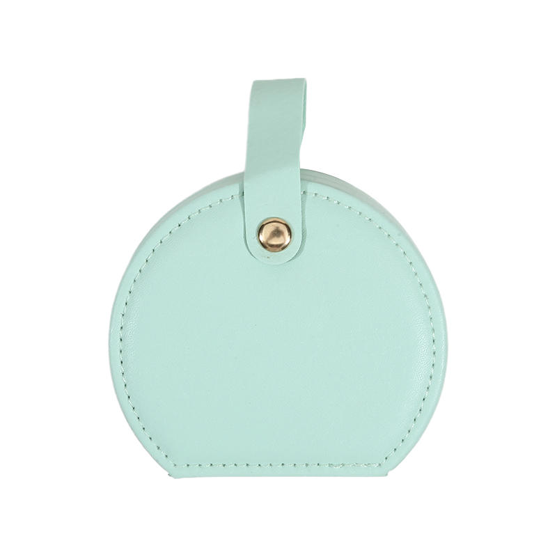 Portable Semi-Circular Small Travel Jewelry Case for Women Compact Top Handle Ring Necklace Earring Organizer Box