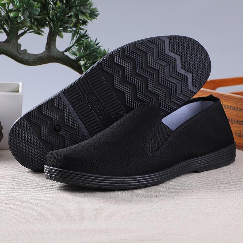 All-black-soled old Beijing cloth shoes male father breathable and lightweight black cloth shoes male one-pedal lazy cloth shoes