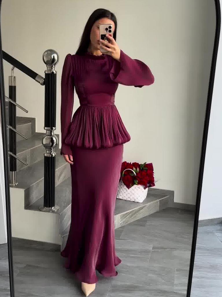 Elegant 2025 Retro Long Sleeve Spring Dress