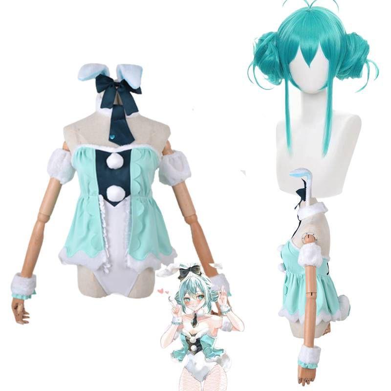 Hatsune Miku White Rabbit Girl Silky Cosplay Costume For Anime Stage Performance