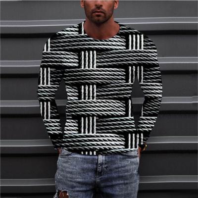 Herren T-Shirt mit Rundhalsausschnitt, 3D-Druck, für Frühling und Herbst, Sportbekleidung, langärmelig, Übergröße