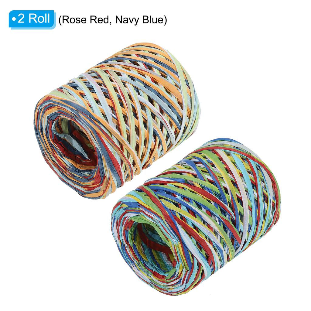 2 Rullar Raffiaband Raffia Pappershantverk Ribbon Papperssnöre Inslagning Ribbon för Presentförpackning Dekoration 219 Yards