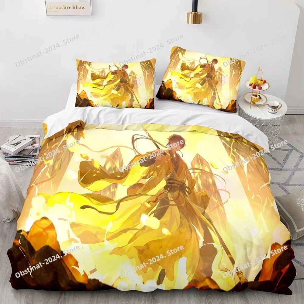 3D Genshin Impact Anime Game Bedding Set Printed Comforter Quilt Bed Cover Duvet Cover Pillow Case 3 Pieces Sets Kids Adult Size