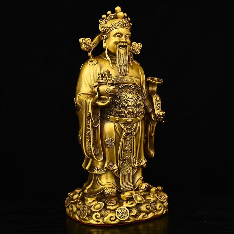 Brass Standing Of Ornament, Wealth God Statue For Home, Company, Factory, Lobby, Traditional Auspicious Craft Display