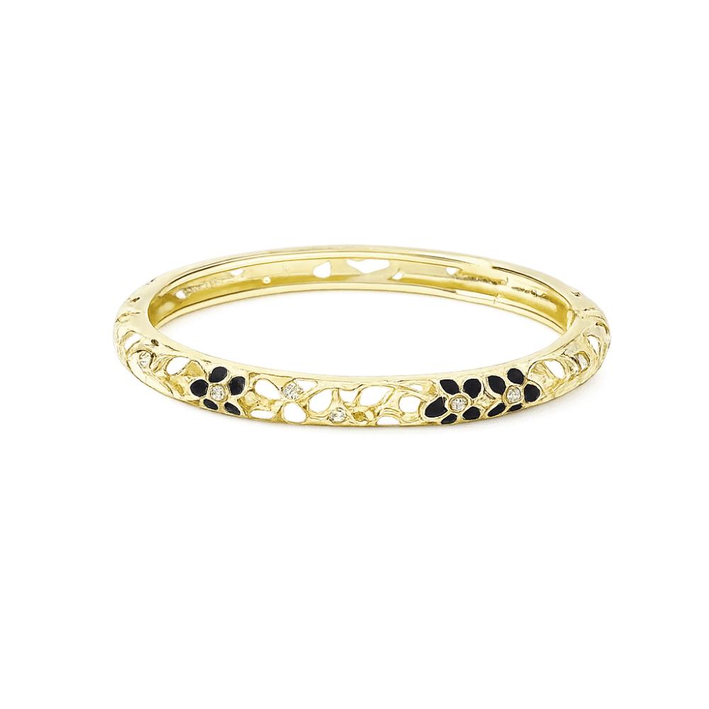 Traditional Flower Crystal Bangle Colorful Women's Hand Bracelet Vintage Cloisonne Bangle Ladies