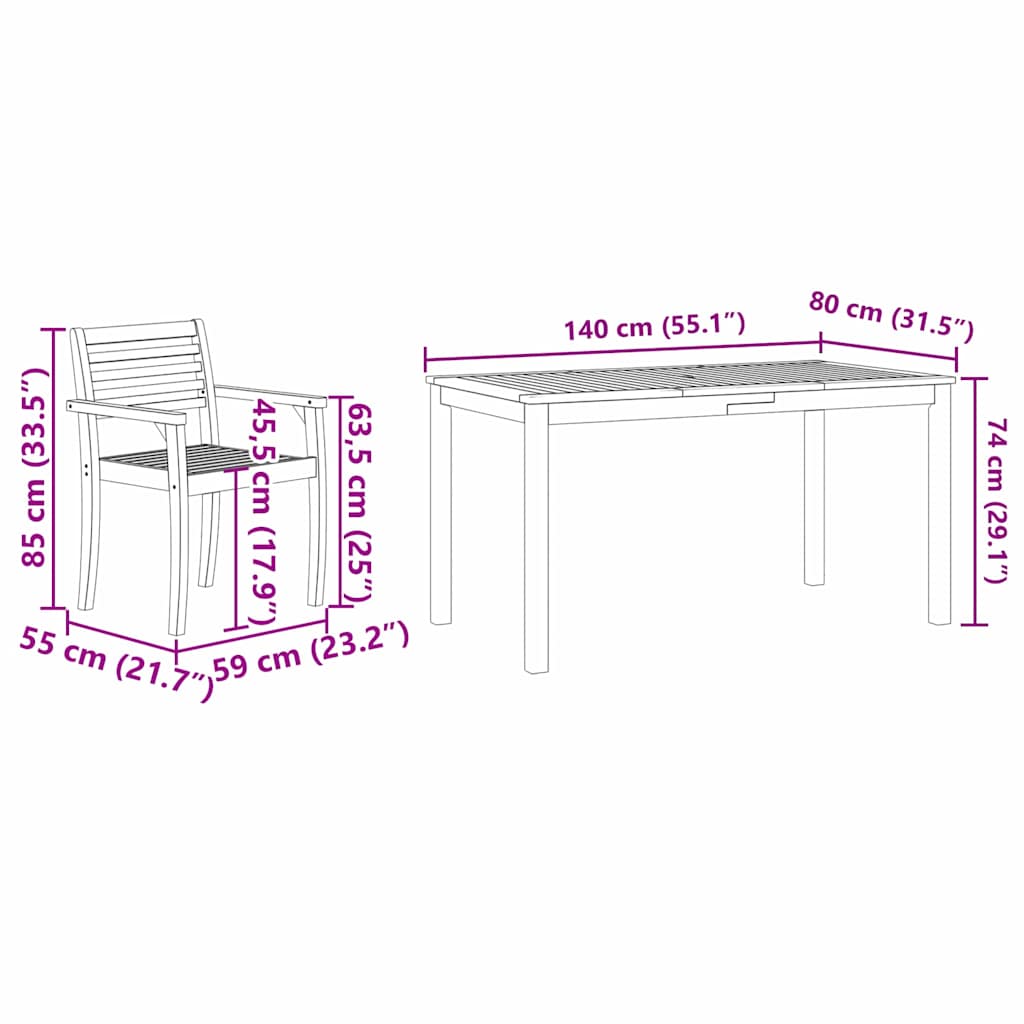 Garden Dining Set 7 pcs Brown Solid Acacia Wood